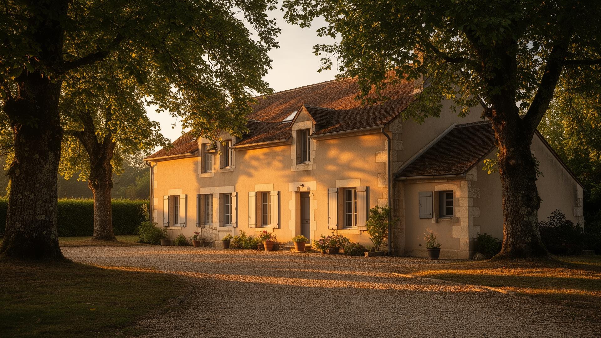 Maison moderne équipée d'une pompe à chaleur au crépuscule